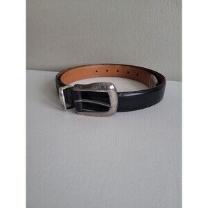 Vintage Onyx Distressed Croc Embossed Belt Sz 34